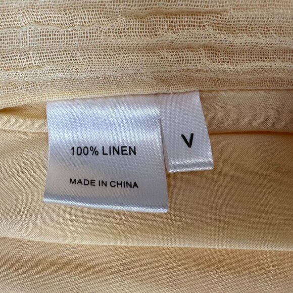 Monday Swimwear Tahiti 100% Linen Butter Yellow Tassel Tie Wide Leg Pants Size M - Picture 12 of 12